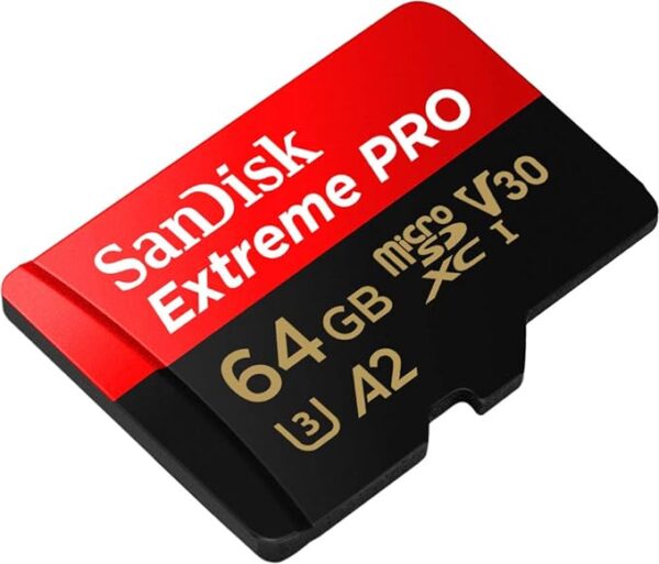 SanDisk Extreme Pro 64GB microSDXC UHS-I, V30, 200MB/s Read, 90MB/s Write, Memory Card for 4K Video on Smartphones, Action Cams and Drones