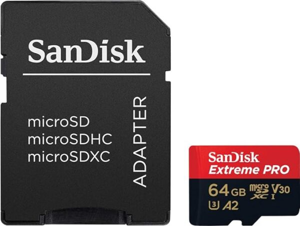 SanDisk Extreme Pro 64GB microSDXC UHS-I, V30, 200MB/s Read, 90MB/s Write, Memory Card for 4K Video on Smartphones, Action Cams and Drones