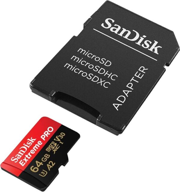 SanDisk Extreme Pro 64GB microSDXC UHS-I, V30, 200MB/s Read, 90MB/s Write, Memory Card for 4K Video on Smartphones, Action Cams and Drones