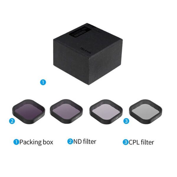 TELESIN 4-Pack Lens Filter CPL ND8 ND16 ND32 Compatible for GoPro Hero 12/1110/9 Black